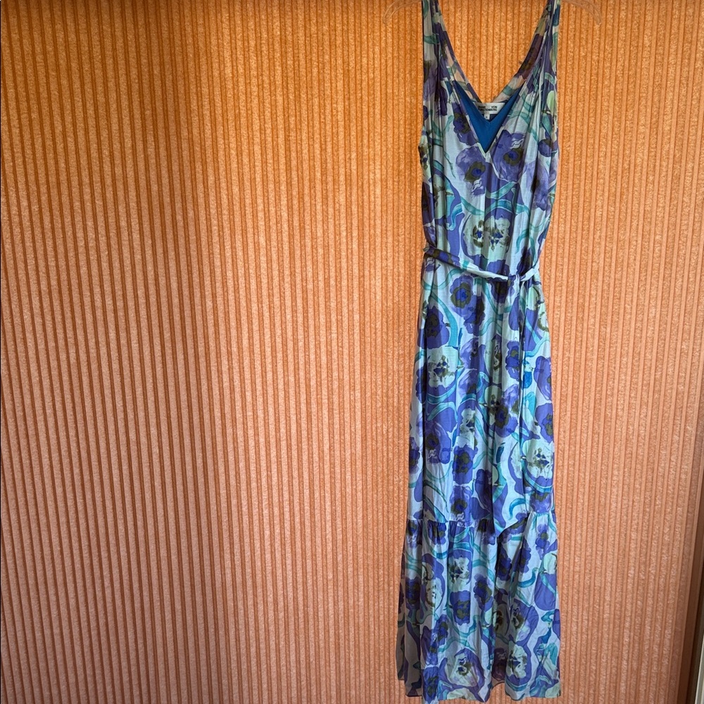 Diane Von Furstenberg Blue and Green Floral Maxi Dress - Picture 2 of 3